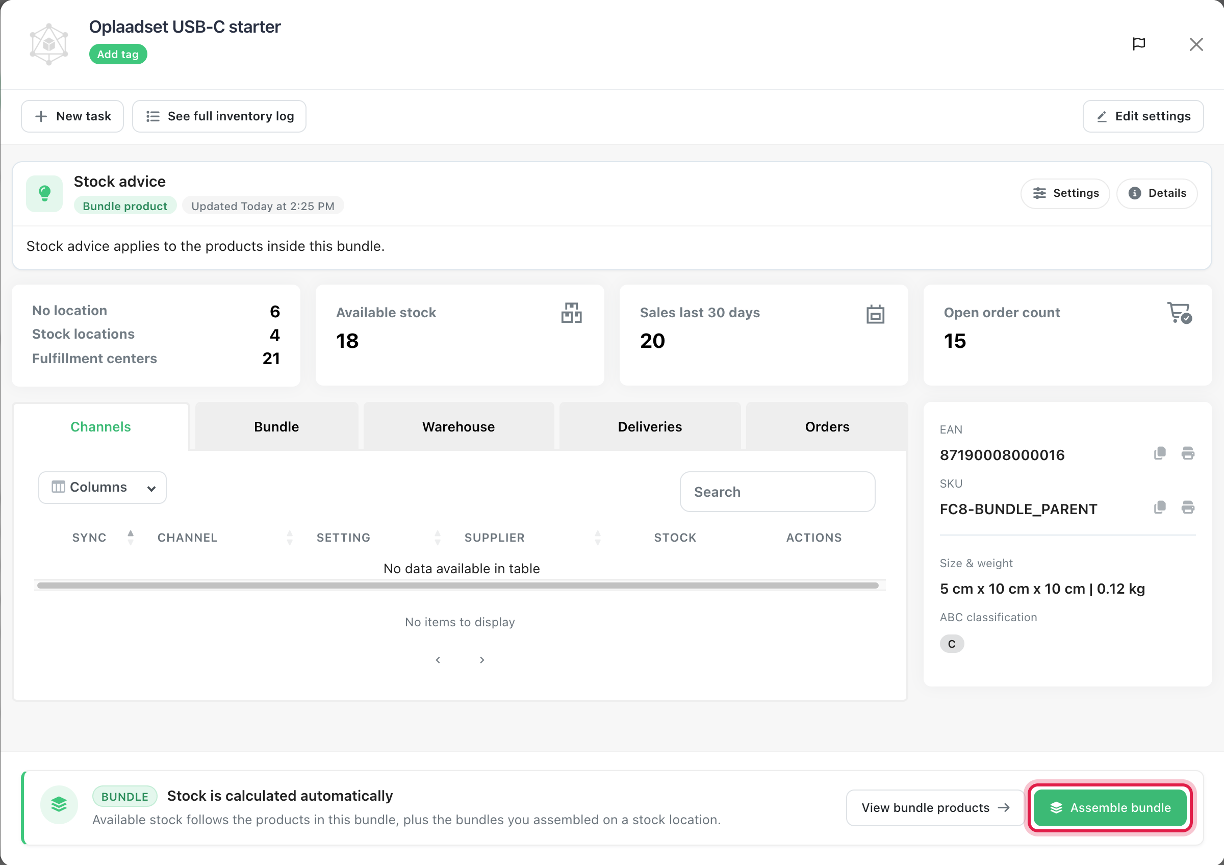 Click Assemble bundle in the product window