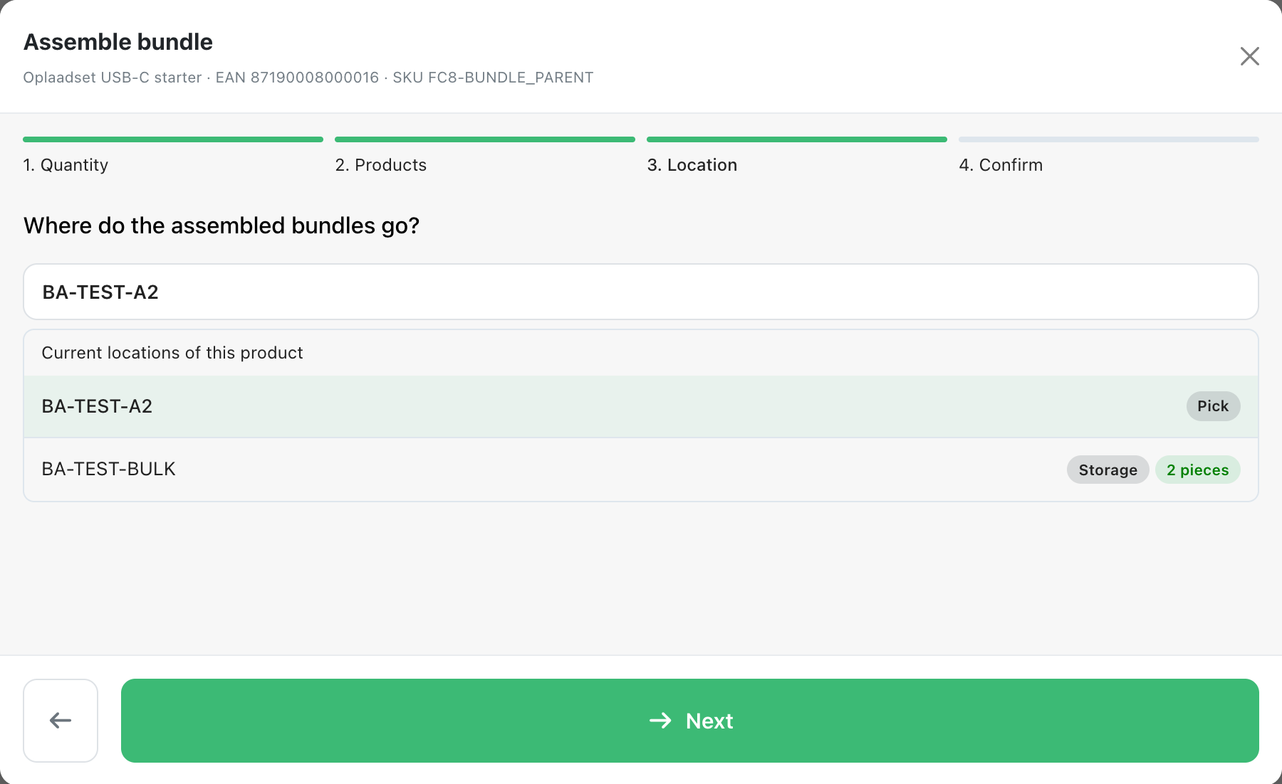 Choose a location for the assembled bundles