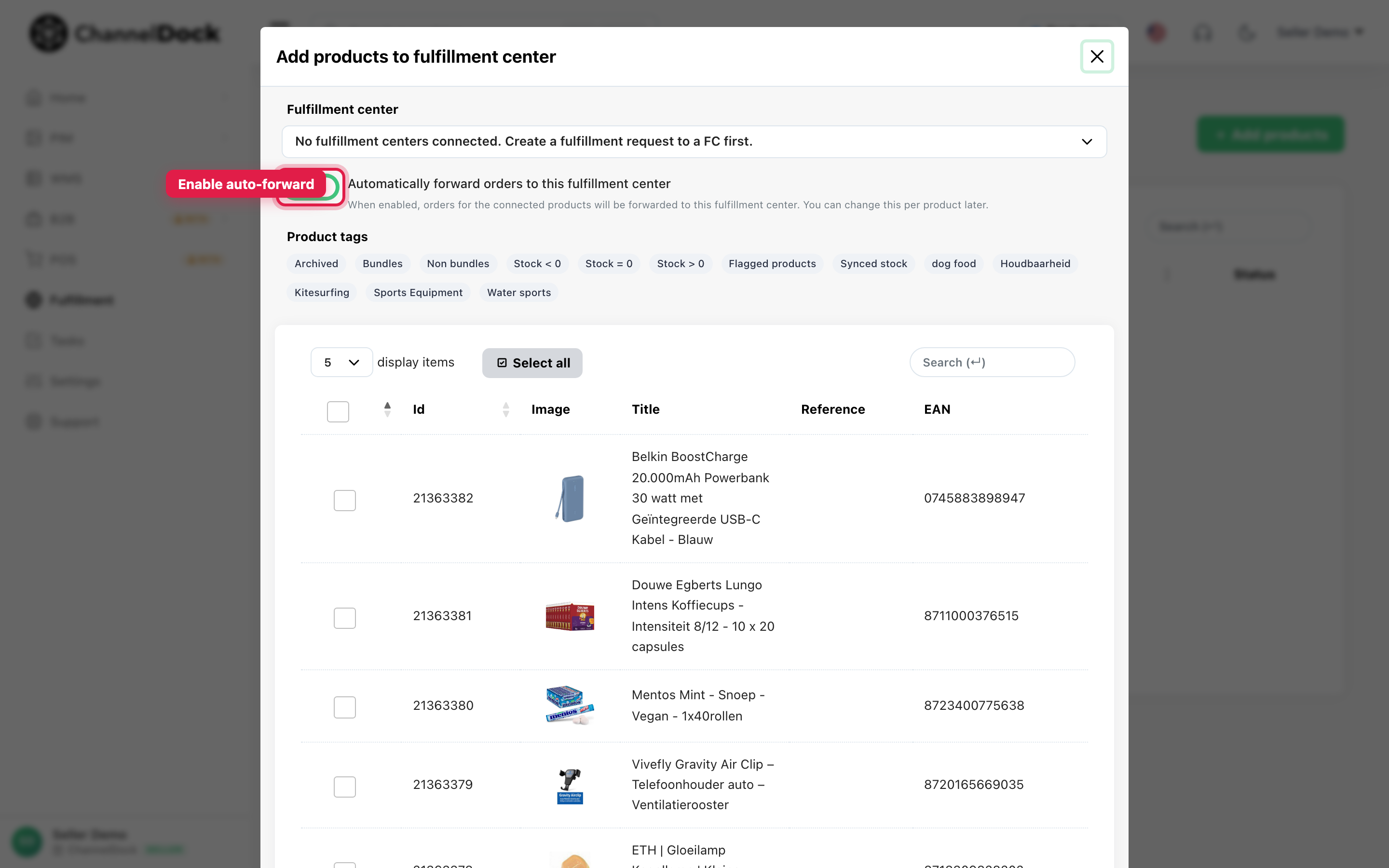 Enable Automatically forward orders